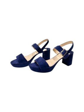 Prada NAVY Suede Platform Sandals NEW with COA